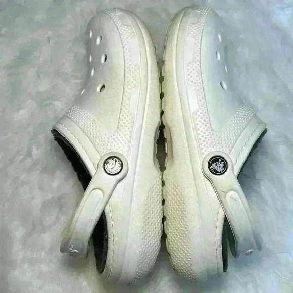 CROCS Classic Faux Fur Lined Men's Size 7 Women's 9 White Dual Comfort Clog - Picture 6 of 9